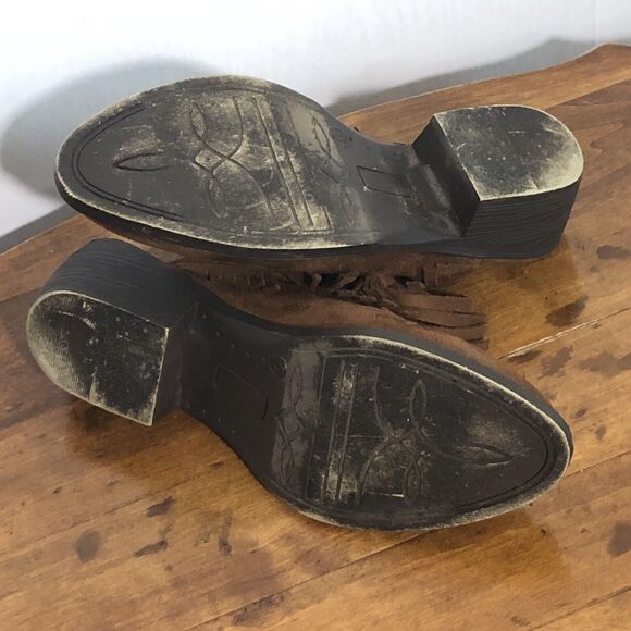 Ariat Unbridled Mules Women’s 6 Brown Whiskey Leather Shirley Fringe Western - Picture 12 of 12